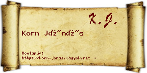 Korn Jónás névjegykártya