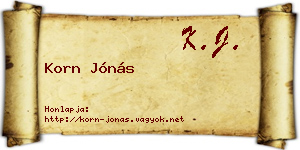 Korn Jónás névjegykártya